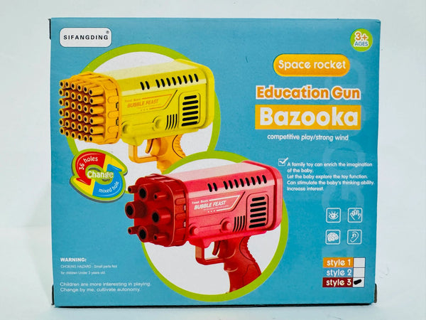 Space Rocket Bazooka Bubble Gun Electric Automatic Bubble Makers Bubbles Machine Toy, Bazooka 2in1 Cap 8 & 36 Holes Bubble Gun Toy For Pool Party Summer Vacations Birthday Party Perfect Gift for Kids Battery Operated Small Bazooka Boom Feast Bubble Gun