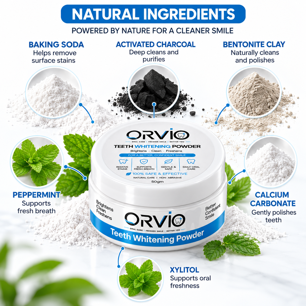 Orvio teeth whitening powder