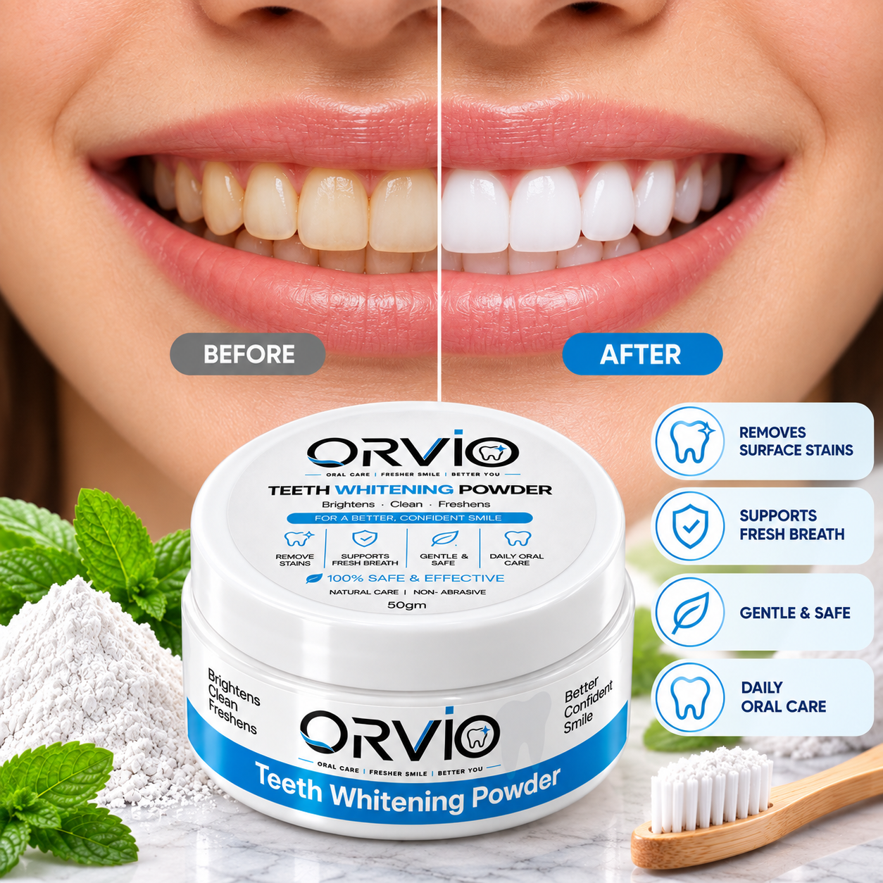 Orvio teeth whitening powder